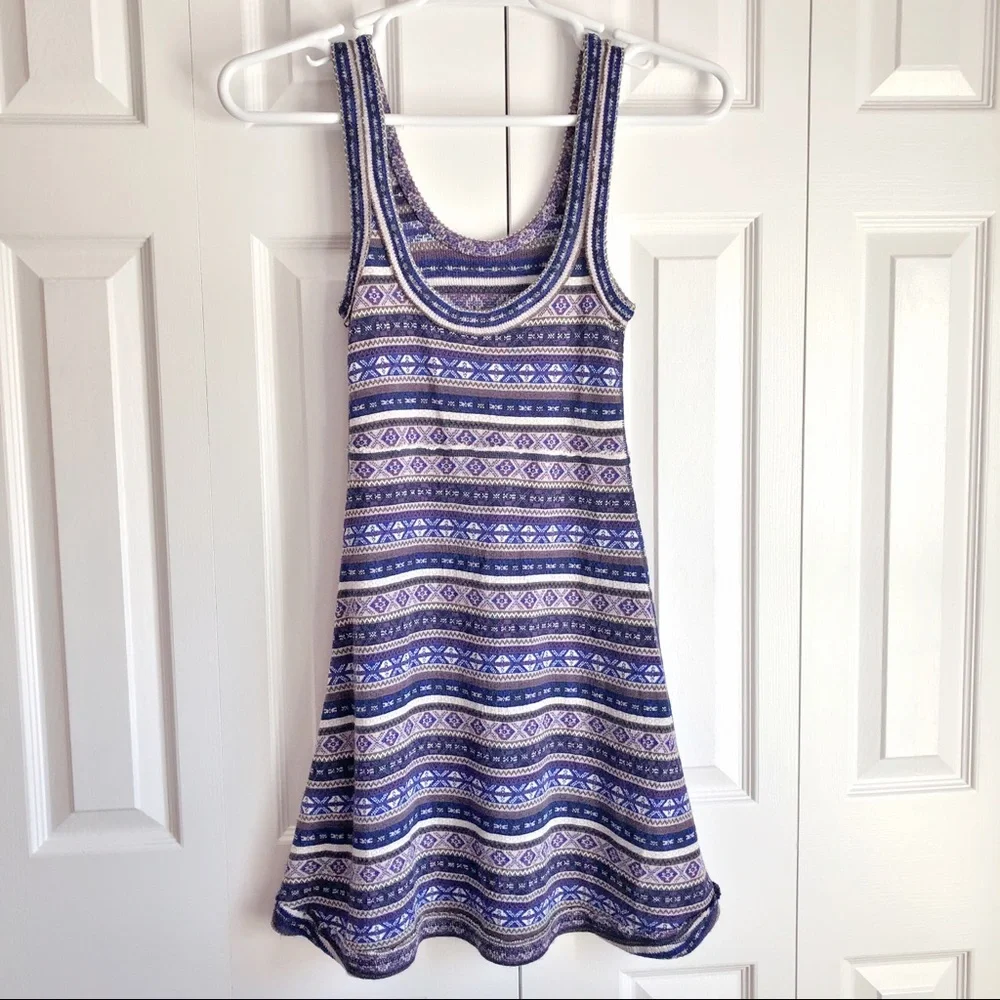 Free People Blue Boho Wool Blend Sleeveless Sweater Dress Size XS